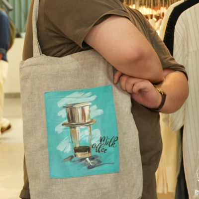 Hand-painted linen bag