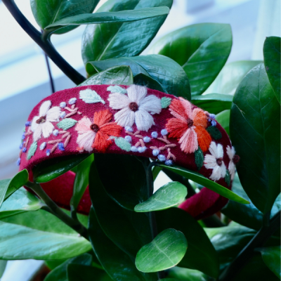 Hand-embroidered headband - Thick band
