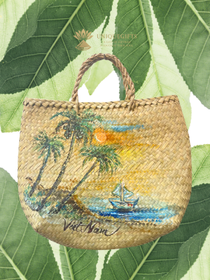 Hand-painted seagrass bag