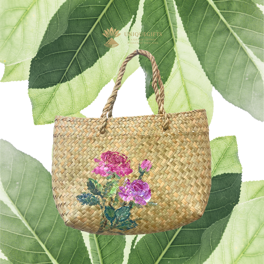 Hand-painted seagrass bag 7 Hand-painted seagrass bag 6