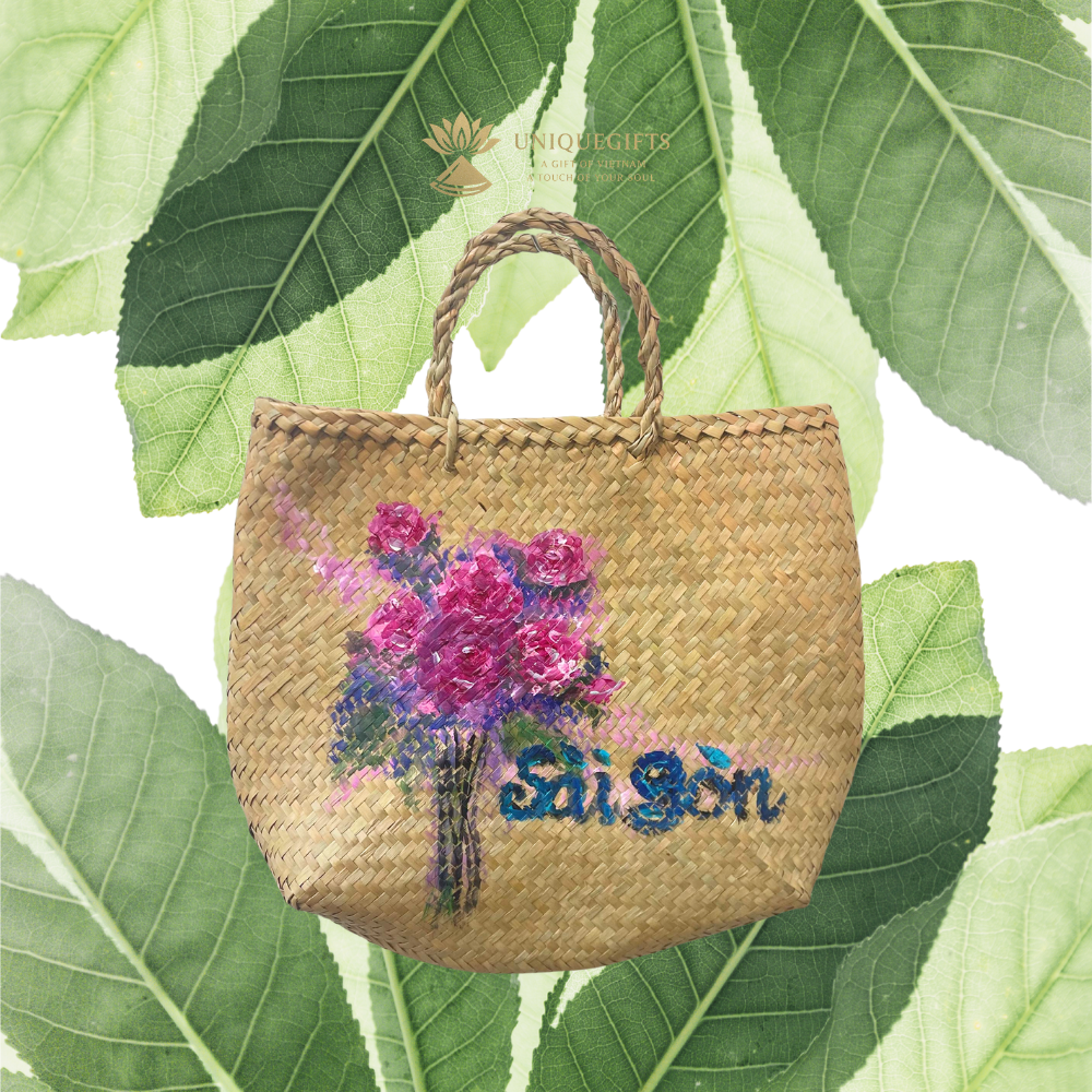 Hand-painted seagrass bag 9 Hand-painted seagrass bag 8