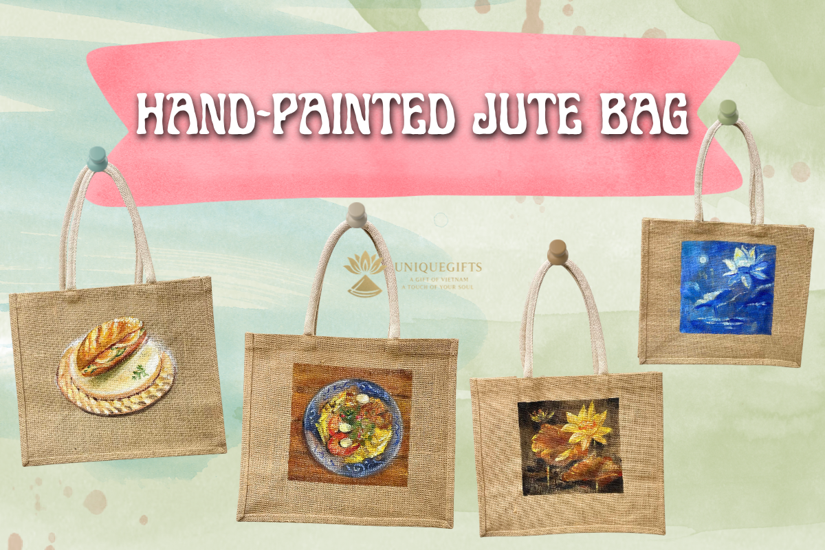 Hand-painted jute bag