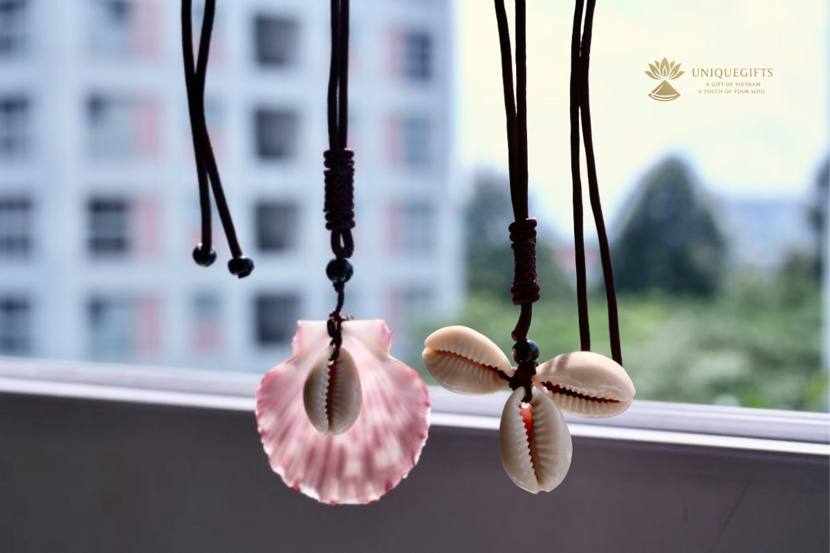 Scallop & cowrie shell necklace